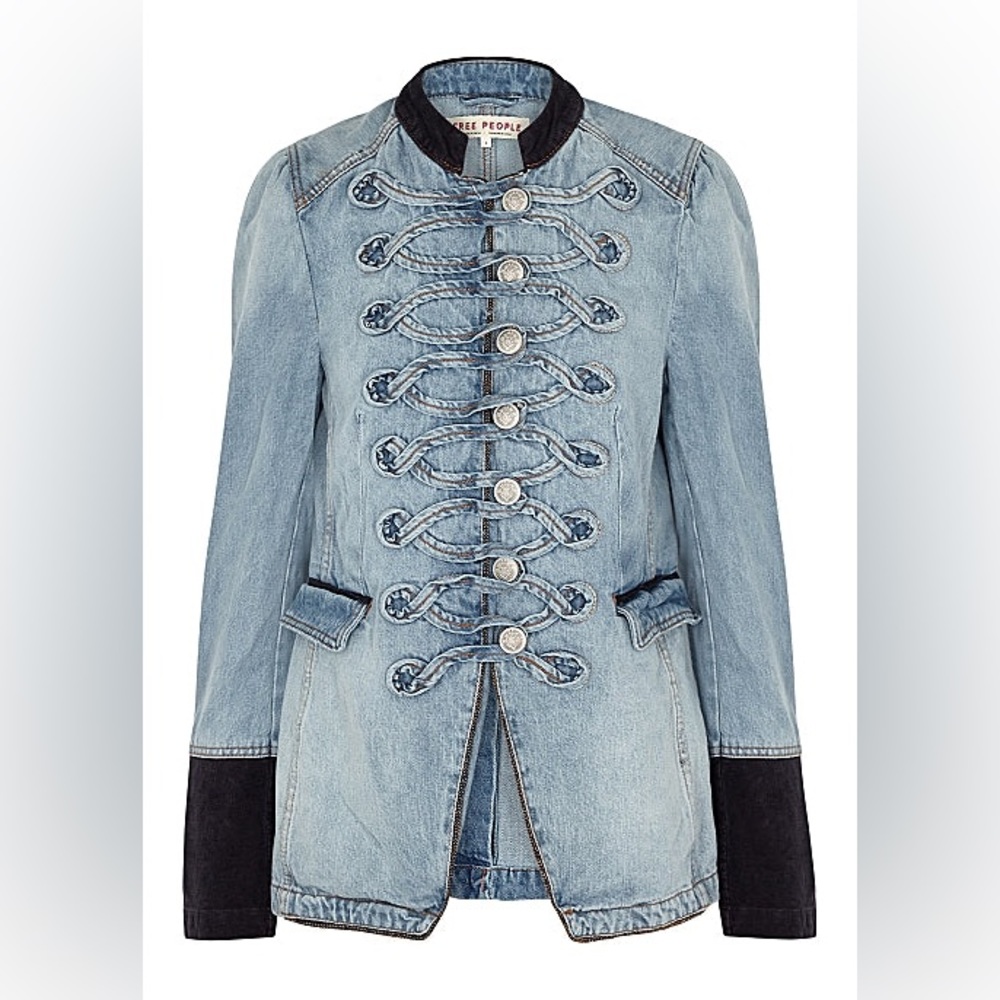Free People Denim Seamed And Structured Jacket - Picture 8 of 8